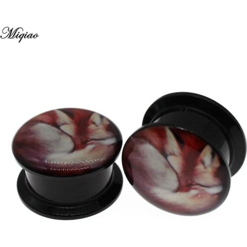 Miqiao 2pcs Fashion Personality Flaming Red Fox Acrylic Ears 6mm -25mm Exquisite Piercing Jewelry