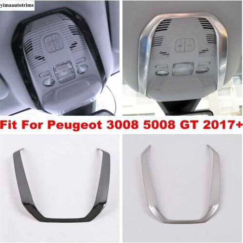 Car Roof Reading Light Lamp Strips Cover Trim Decor Interior Stainless Steel Accessories For Peugeot 3008 5008 GT 2017 - 2021