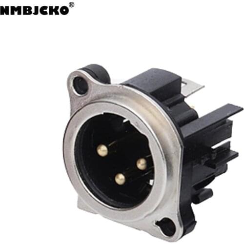 High quality 100pcs/lot XLR 3-Pin male Metal Panel Mount Chassis Microphone Mic Jack Audio socket without lock a211