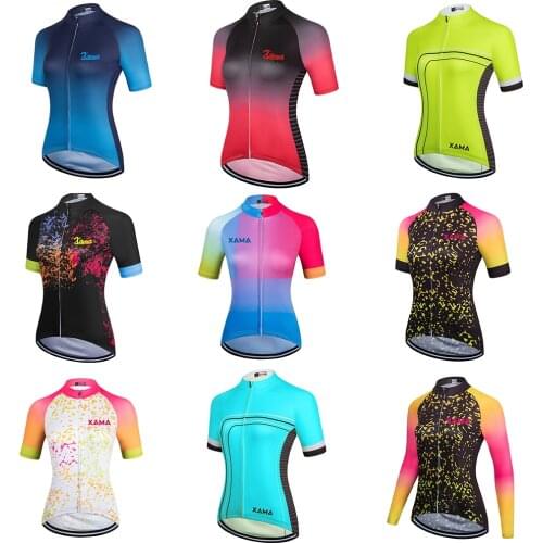 2021 Women Short Sleeve Jersey MTB Cycling Clothing Ropa Ciclismo Summer Road Bike Shirt XAMA Pro Triathlon Uniform Breathable