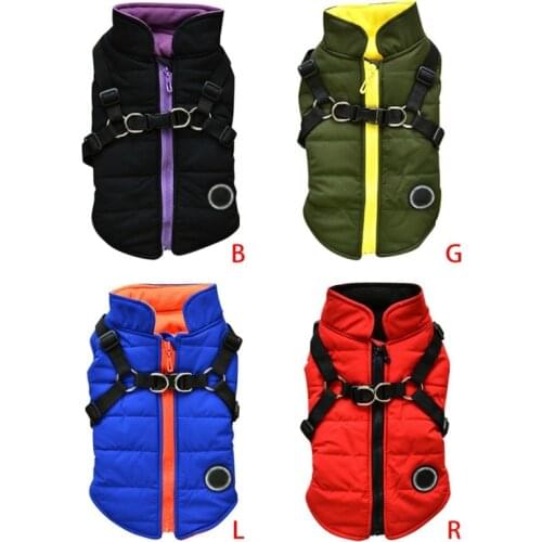 Pet Printed Cold Weather Coat Small Dog Vest Harness Puppy Winter 2 In 1 Warm Outfit Garment Jacket Pet Costume Apparel