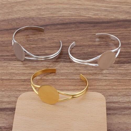 25mm Bracelet Bangle Cabochon Bases Round Pad Bezel Brass Cuff Bracelets Settings for 25mm Cabochon Cameo DIY Bracelet Bangles