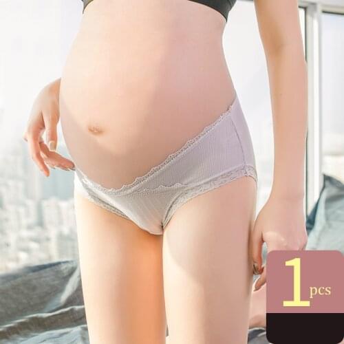 1pcs Cotton Maternity Panties for Pregnant Women Lace Low Waist Belly Underwear Pregnancy Briefs Clothes