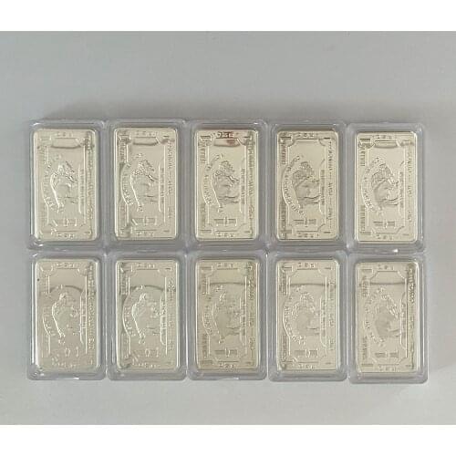 10PCS Mint 1 Troy Ounce Buffalo German Silver Bullion Bar Replica Coins Collection