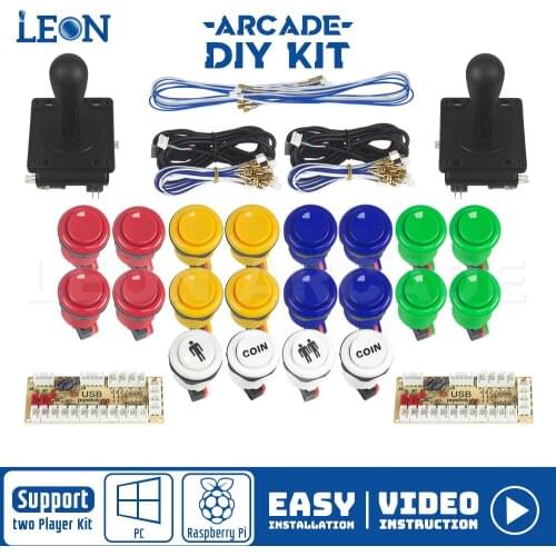 2 Player Zero Delay Usb Encoder Happ Arcade Buttons Arcade Joystick American Monitor Arcade Usb To Pc/Raspberry Pi