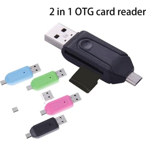 2 in 1 USB OTG Card Reader Universal Micro USB OTG TF/SD Card Reader Phone Extension Headers Micro USB OTG Adapter