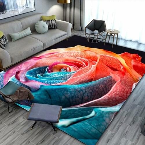 3D Rose Flower Pattern Living Room Carpets Girl Room Decor Large Carpet Home Hallway Bedside Rug Kids Bedroom Floor Non-slip Mat