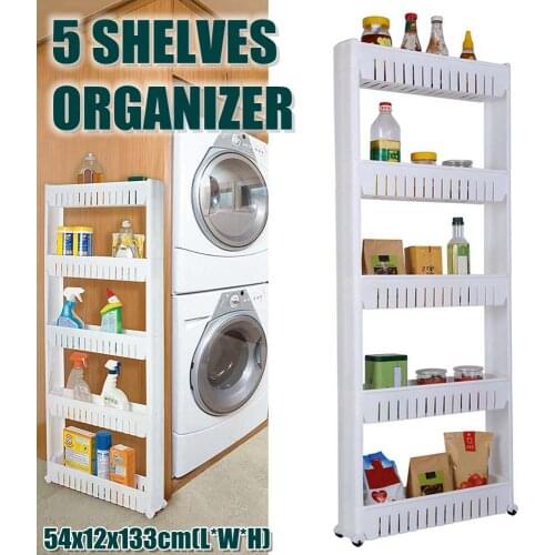 5 Layer Removable Storage Rack Kitchen Bathroom Living Room Sundries Storage Holder Organizer Storage Cabinet with Wheels