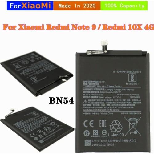 For Xiao Mi Phone Battery for Xiaomi Redmi Note 9 / Redmi 10X 4G Batteries BN54 5020mAh Lithium-ion Polymer Battery