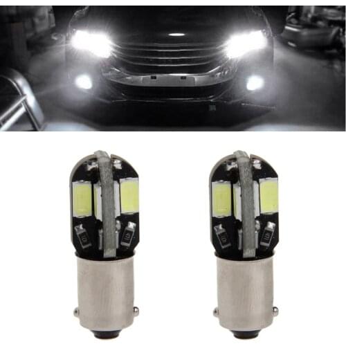 1 Pair DC 12V BA9S H6W 5630 8 SMD LED Turn Signal White Light Bulb For Car