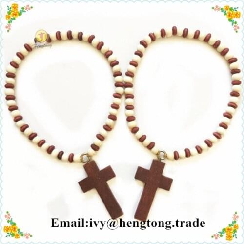 Freeship wholesale wood beads rosary bracelet with wood cross, prayer wood beads car hanging pendant, religious catholic rosary