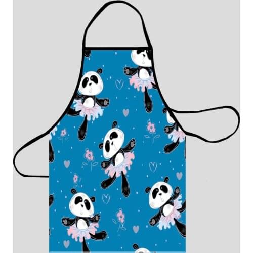 Panda Seamless Pattern Kitchen Aprons For Women Oxford Fabric Cleaning Pinafore Home Cooking Accessories Apron