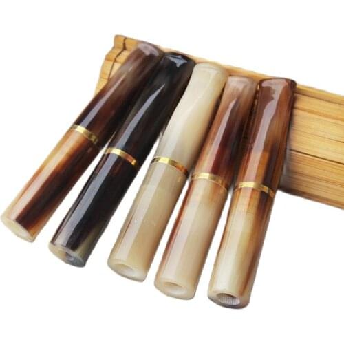 5mm / 8mm Cigarette Black & White Natural Yak Horn Filter Cigarette Holder 9mm activated carbon gravel filter