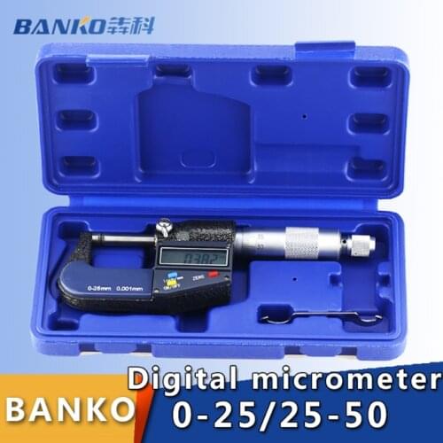 0.001mm Digital Micrometer 0-50mm Electronic Outside Micrometers Chrome Plated Caliper Gauge Measuring Tools 0-25-50-75-100mm