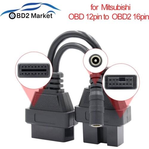 For Mitsubishi 12 Pin to OBDII Female 16Pin OBD OBD2 Connector Diagnostic Scanner Adapter Car Diagnostic Adapter