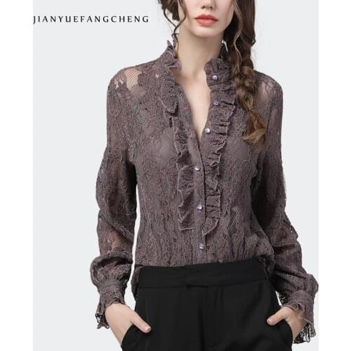 Jianyuefangcheng Openwork Blouses