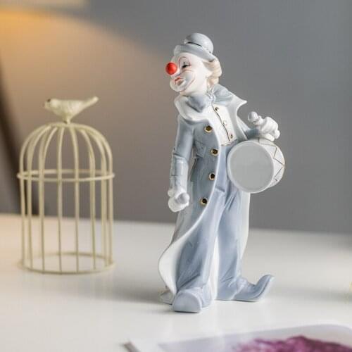 Nordic Ceramic Circus Funny Comedy Clown Character Sculpture Decoration Living Room Bedroom Desktop Home Decor Ornaments