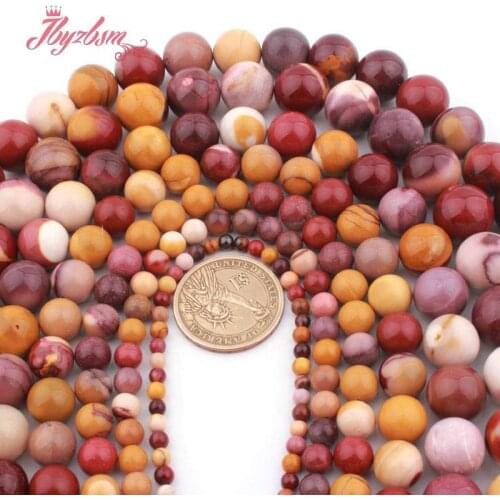 Round Smooth Beads Mookalte Jaspers Natural Stone Beads For Men Women DIY Accessories Necklace Bracelets Jewelry Making 15"