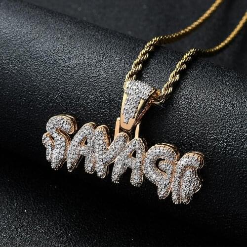 Mens Iced Out SAVAGE Pendant Necklace Gold Color Plated Micro Pave AAA Cubic Zircon Hip Hop Gems Druzy Jewelry Gifts
