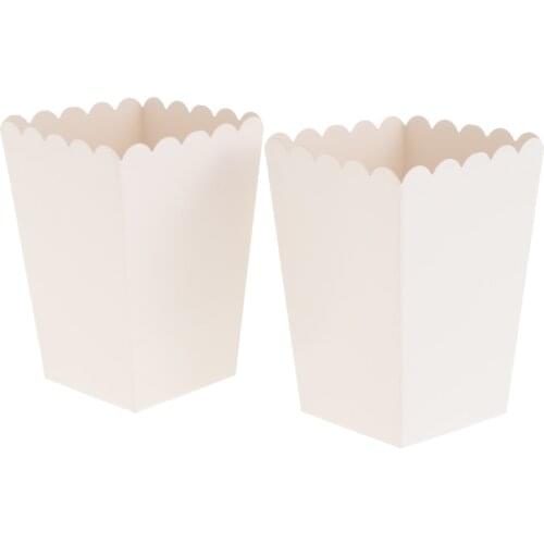 Set of 12 Pure White Popcorn TREAT BOXES - Snack Buckets Birthday Party Favour Loot Paper Bags