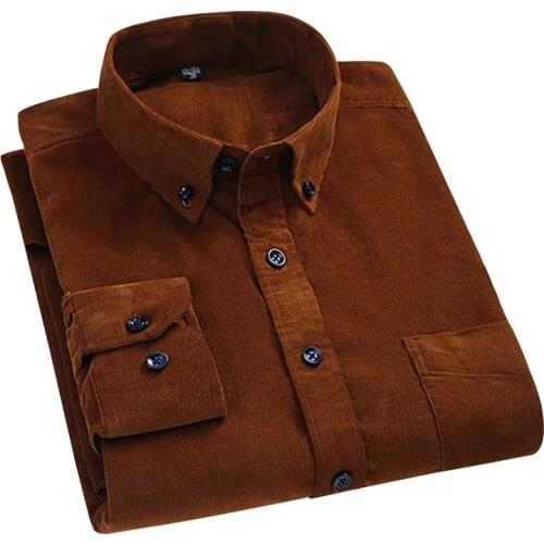 2020 New Arrival Warm High Qualtiy 100% Cotton Corduroy Men Shirt Long Sleeved Casual Gentleman Man Shirts Male Brand 6xl DS229