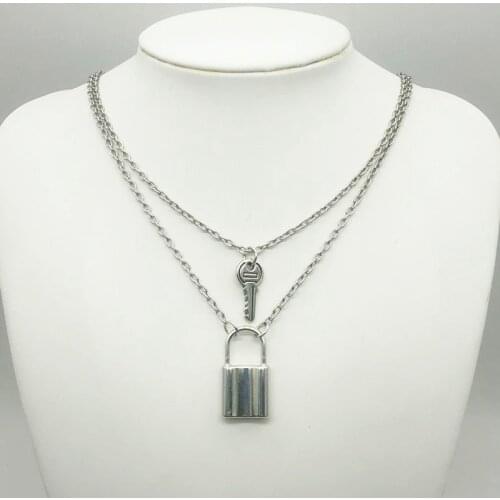 Punk Lock Chain Necklace for Women and Men Padlock Pendant Necklace with Lock neck Statement Gothic Fashion Gift Jewelry