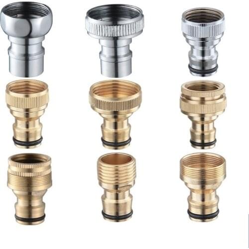1/2" 3/4" 1" Thread Brass Quick Connector Garden Watering Adapter Drip Irrigation Copper Hose Quick Connector Fittings 1 Pcs