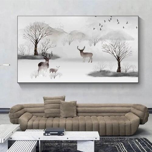 Landscape Fantasy Deer Abstract 4 styles canvas painting Posters and Prints Wall Picture for Living Room Home Decor No Frame