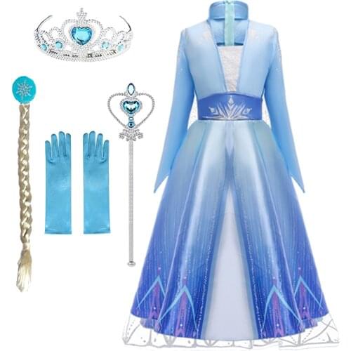 Girls Dress Clothing Snow Queen Princess Dress Fancy Elsa Dress Anna Kids Childrens Costumes Birthday Party Vestidos Rapunzel