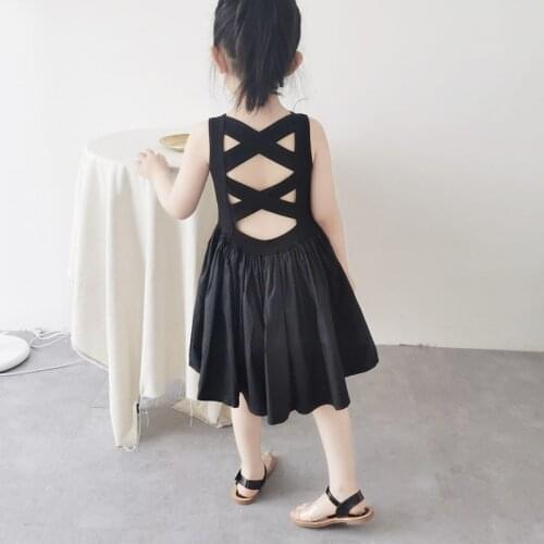 Baby Girls Elegant Goth Dress Black Sleeveless Tutu Dress Backless Off Shoulder Party Kid Dresses 4 5 6 8 9 10 11 12 Years Old