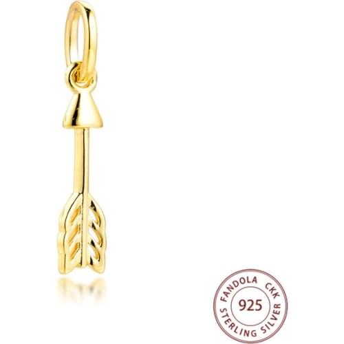 Authentic 925 Sterling Silver Shine Arrow of Cupid Dangle Beads Charms for Jewelry Making Fits Original Charm Bracelet Promotion
