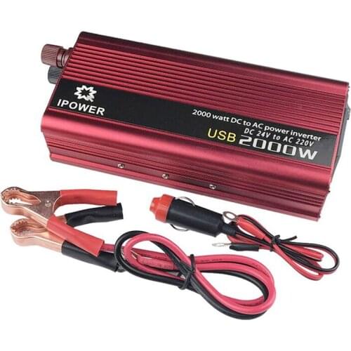 Dual USB 2000W Watt DC 24V to AC 220V Portable Car Power Inverter Charger Converter Adapter DC 24 to AC 220 Modified Sine Wave