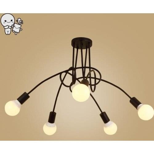 3/5 Heads Black White Iron Twist Tube Ceiling Light Fixture Vintage Nordic Minimalist Hanging Lamp for Kitchen Living Room E27
