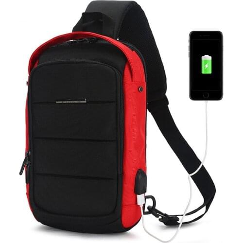 OZUKO Bag Casual Mens Chest Waterproof Crossbody Bags Male USB Charging Shoulder Bag Large Capacity Oxford Messenger Bag 2019