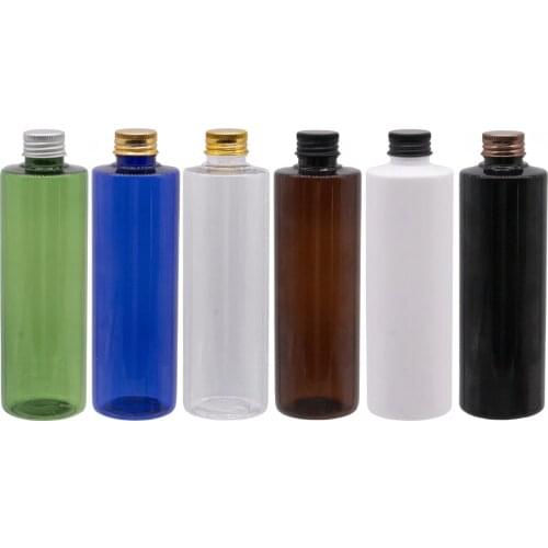 250ML Empty Plastic Shampoo Cosmetic Bottles Metal Screw Cap Lotion Container SPA Oil Bottles Washing Containers Aluminum Lid