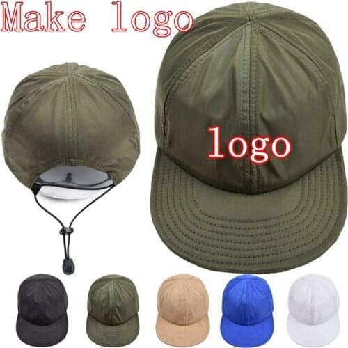 Add Any Logo Adjustable Unisex Flat Brim Solid Color Dad Hat Embroidered Letters Sun Protection Outdoor Baseball Cap Snapback