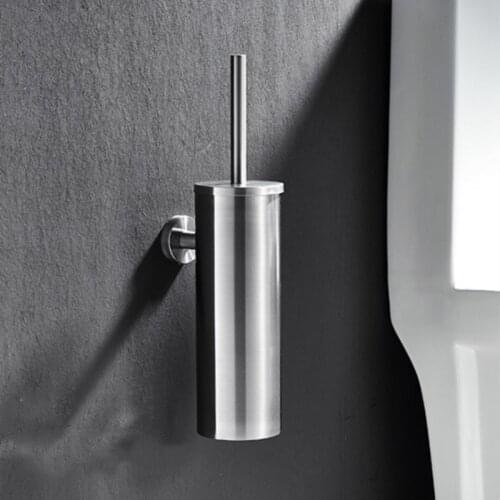 Toilet Brush For Cleaning Black Color with Stainless Steel Wall Mounted Brush Holder Chromed Finish Bathroom Cleaning Products