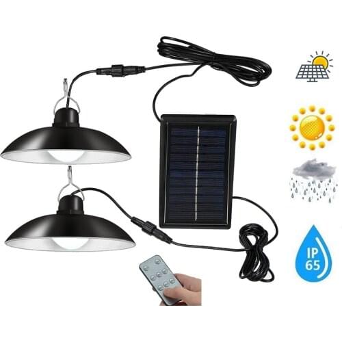 Remote 30 led 2 head Retro Lampshade LED Solar Lamp Solar Pendant Light Outdoor/Indoor Waterproof Lighting For Camping Garden Ya