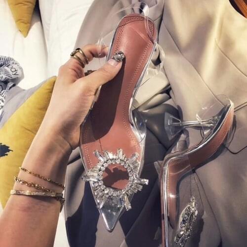 Pumps Women Shoes Rhinestone High Heels Shoes Women Sun Flower Slingback Pointed-Toe Wedding Shoes Sandalias de las mujeres