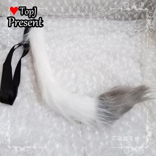 Creative Japan Anime dog Tail Cosplay Prop Cattail Tail Plush Cat Wolf tail Fur Halloween Party Gift Lolita accessories