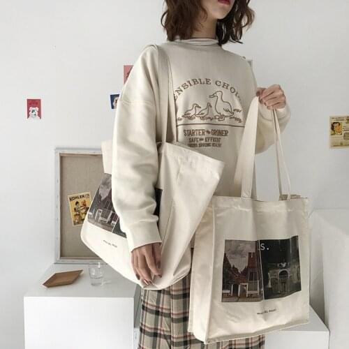 Women Canvas Shopping Bag Museo Del Prado Pictures Cotton Cloth Shoulder Bag Eco Handbag Tote Reusable Grocery Shopper Bags