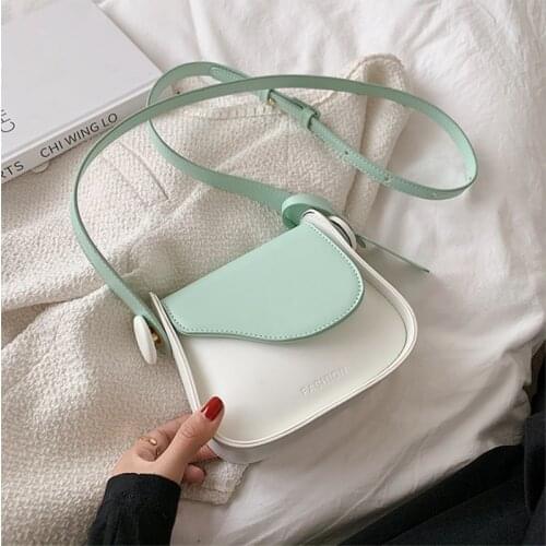 2021 Summer New Trendy Fashion Single-Shoulder Saddle Bag Female Contrast Color Fresh Female Bag Messenger Small Square Bag