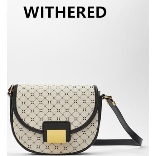 Jenny&Dave Bag Woman SS New Arrival Enlgand Office Lady Elegant Metal Buckle Geometric Printing Saddle bag Women Vintage