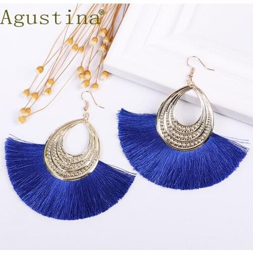 Agustina Fashion Tassel Earrings For Women Drop Earrings Jewelry Girls Punk Big Earring Bohemian Blue Pendientes Minimalism