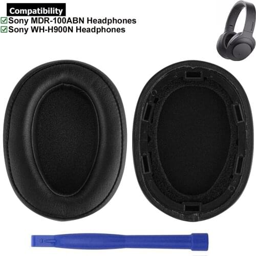 1Pair Protein Leather Replacement Earpads Ear Pads Cushion Muffs Repair Parts for Sony MDR-100ABN WH-H900N Headphones Headsets