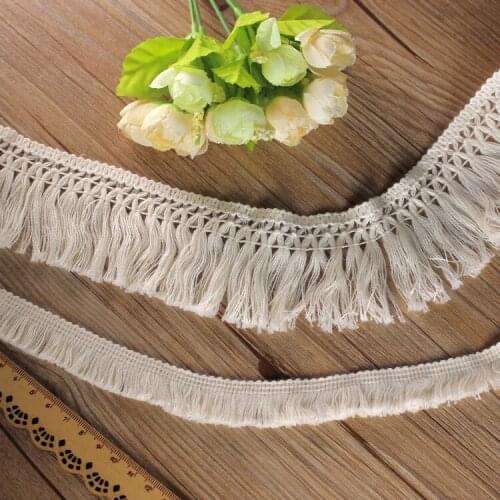 10yds/lot & width 2CM and 6CM ) Free Shipping Vintage Beige Crochet Cotton Tassel Lace Trim Latin Dress Tassel