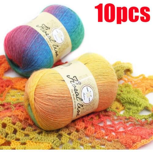 10pcsX100g Rainbow Line Fancy Melange Yarn Cashmere Wool Yarn knitting High Quality Wholesale Yarn