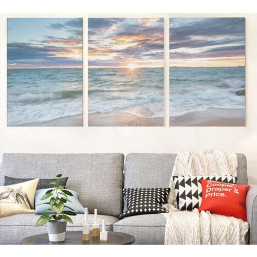 3 Panel Seascape Sunset Beach Wave diamond Embroidery full round square drills Triptych diamond painting mosaic home artZP-3777