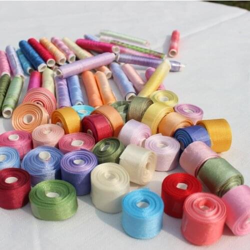 32mm 1.25" X5mts 12 hot colors 100% pure silk embroidery ribbon wedding ribbon thin taffeta high quality silk ribbon Handcraft