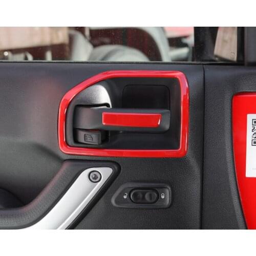 4Colors Car Interior Door Handle Bowl Frame Trim Styling Sticker For Jeep Wrangler 2 Doors 2011+ Auto Accessories ABS